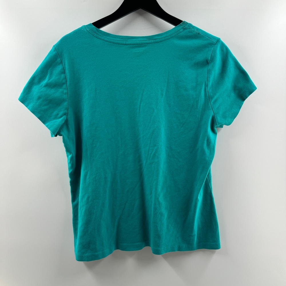 St. John’s Bay Teal Floral Scoop Neck Top Women’s Size Large - Picture 5 of 5